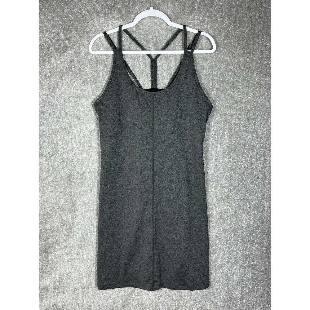 Patagonia Latticeback Ink Black Gray Dress Womens Large Stretch Built In Bra